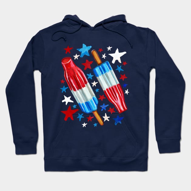 Patriotic Rocket Pop and Stars Pattern Hoodie by RobertPhelpsArt